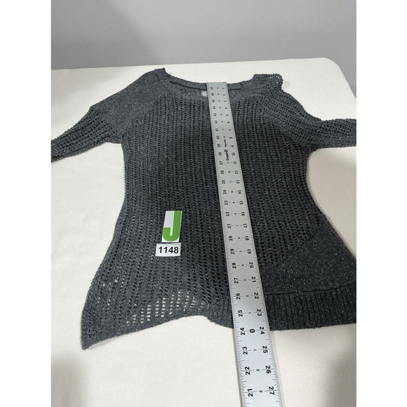 Woman’s Converse All Star Medium Dark Gray Open Knit Pullover Sweater - Picture 8 of 9